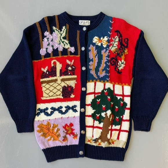 Vintage Sweaters - Vintage Multicolored Granny Cardigan P’Galli Designs - small